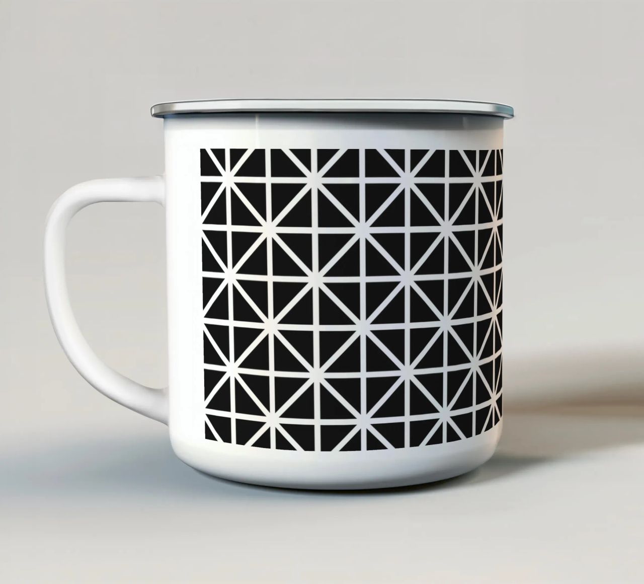 Pattern monocromatico a griglia - Design geometrico minimalista tazza in smalto da kookiepixel