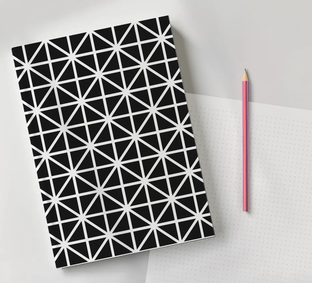 Monochrome Grid Pattern - Minimalist Geometric Design notebook by kookiepixel