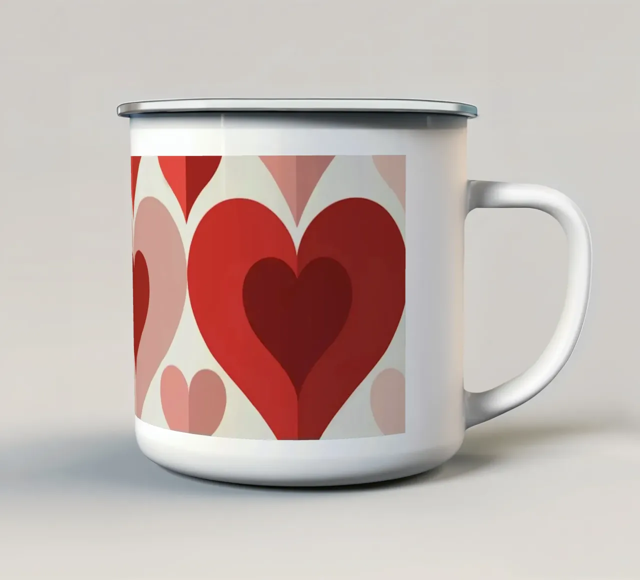 Repeat Heart Pattern enamel mug by Shark Printables
