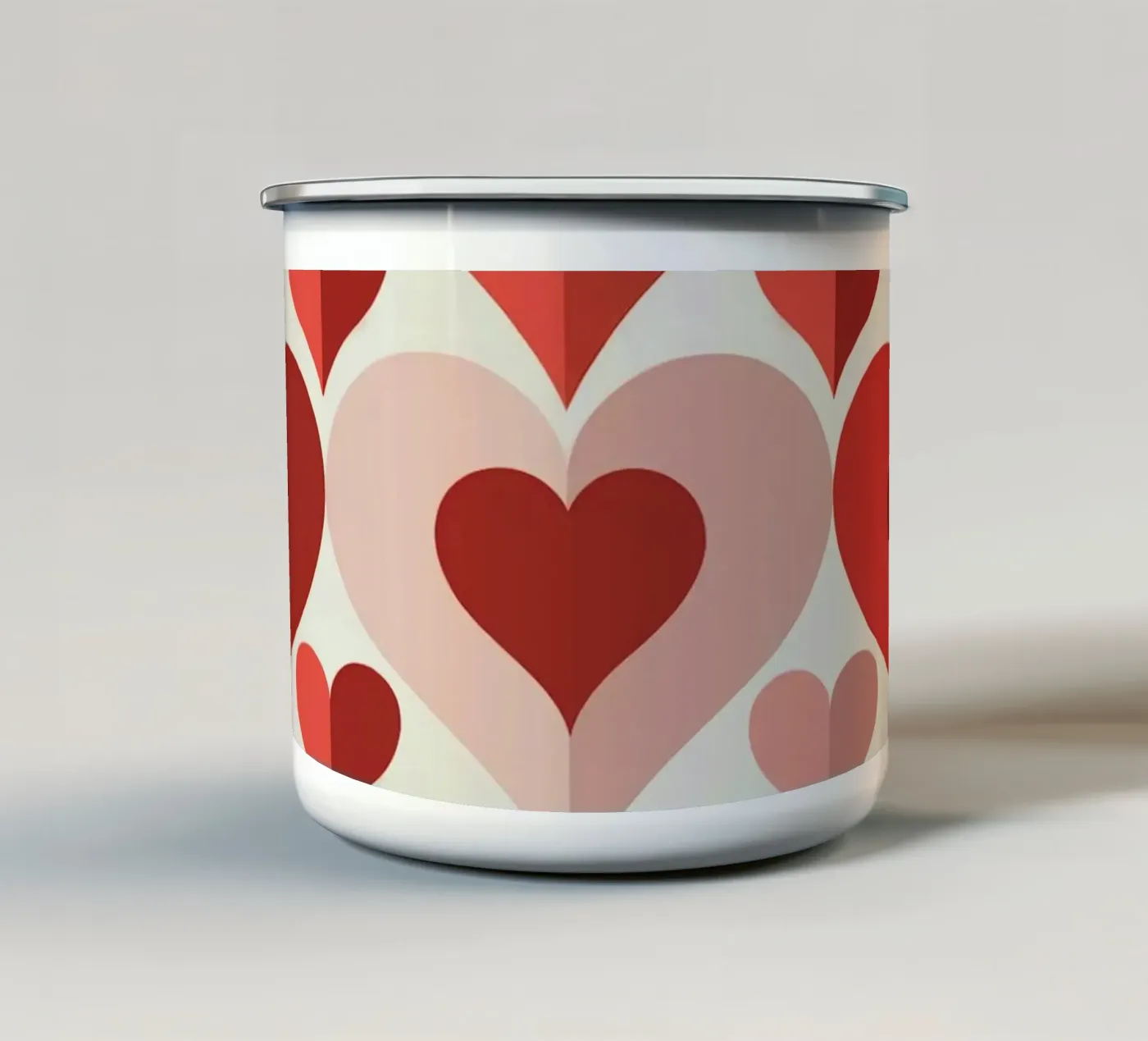 Repeat Heart Pattern enamel mug by Shark Printables
