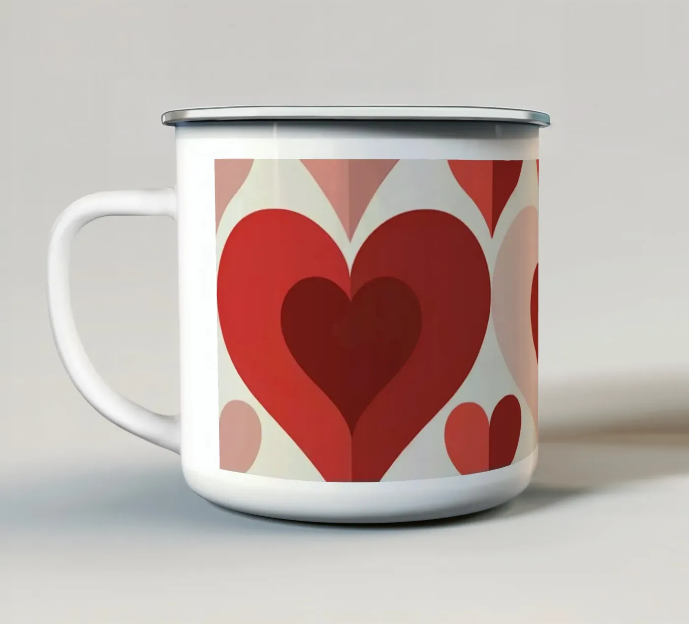 Repeat Heart Pattern enamel mug by Shark Printables