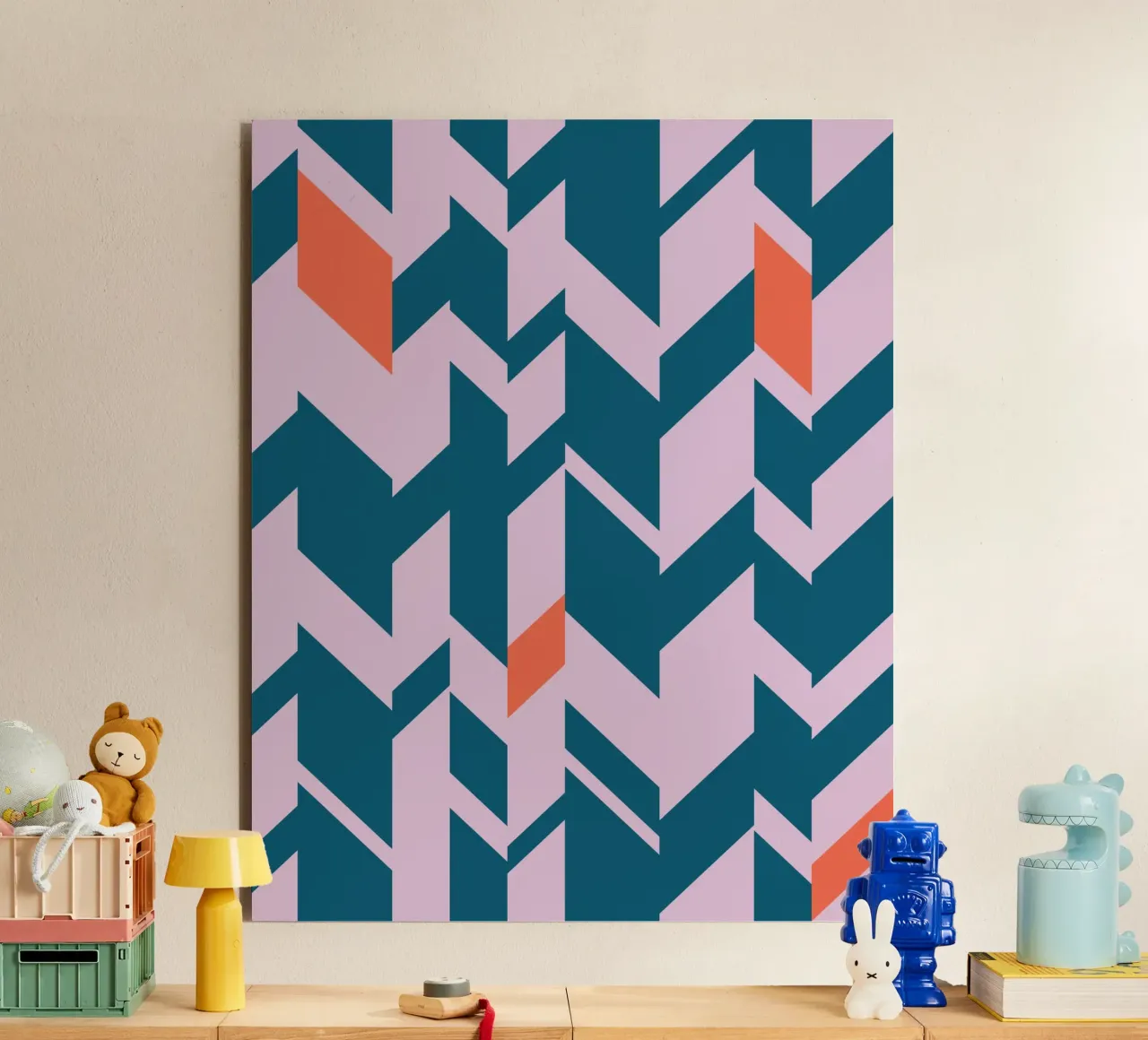 Bold Chevron Print - Teal, Pink, and Orange Geometric Design forex plate by kookiepixel