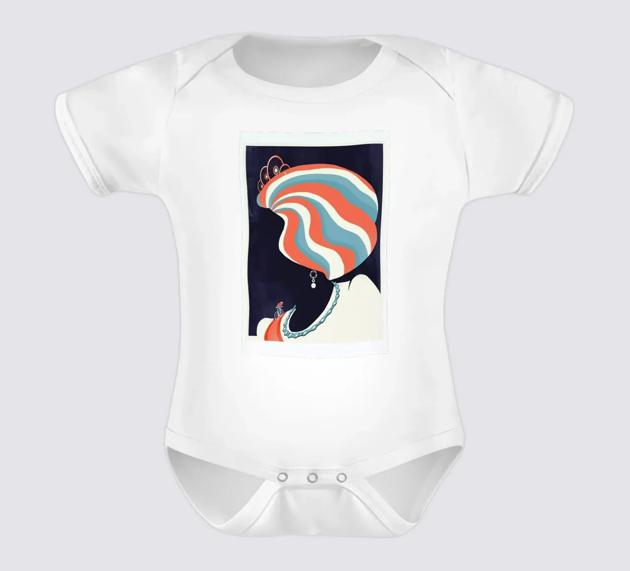 Queen Bike Trix short-sleeve baby romper by Pietari Posti