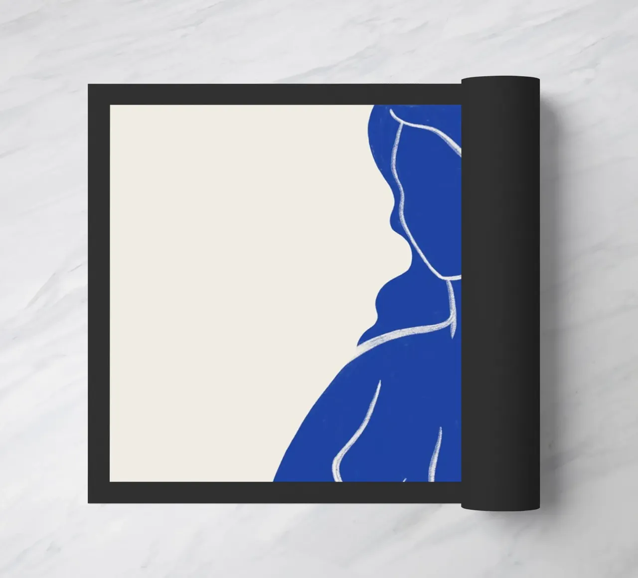 Abbraccio di serenità - Arte astratta blu del nudo zerbino da kookiepixel