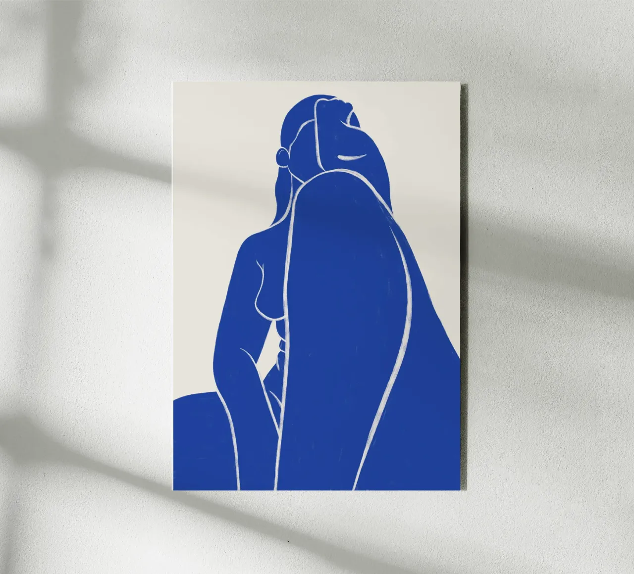 Serene abstract art, minimalist body silhouette, blue figure forex plate by kookiepixel
