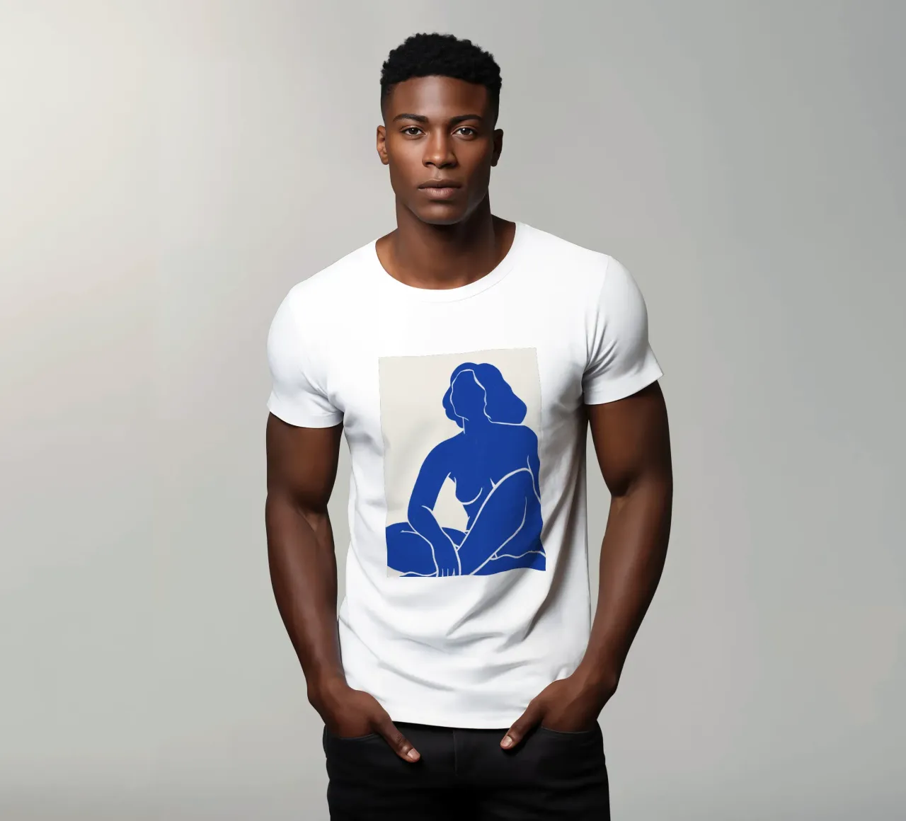 Gracia equilibrada en azul - Impresión abstracta de un desnudo camiseta de kookiepixel