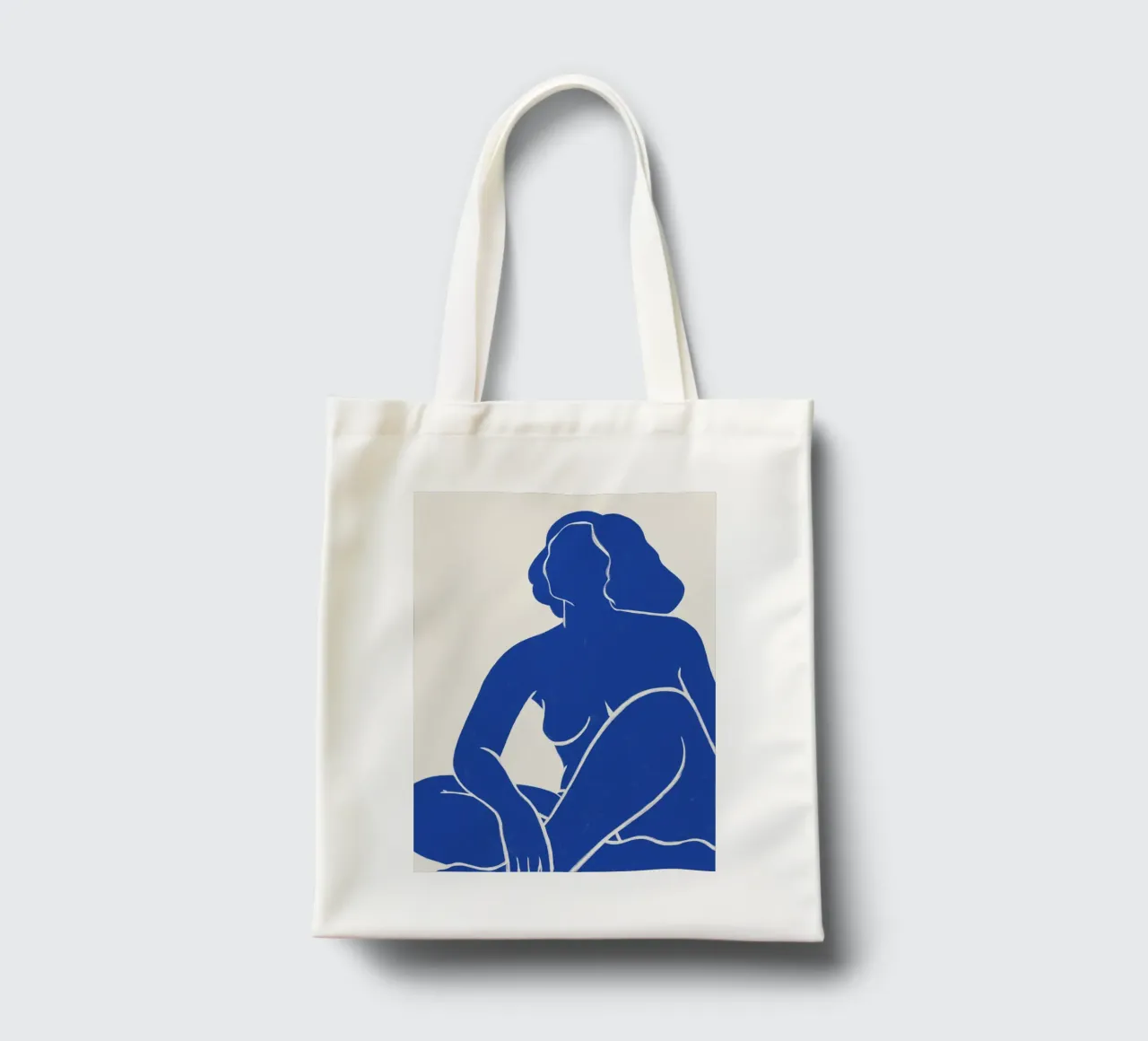 Grazia in bilico nel blu - Stampa d'arte astratta di nudo borsa in juta da kookiepixel