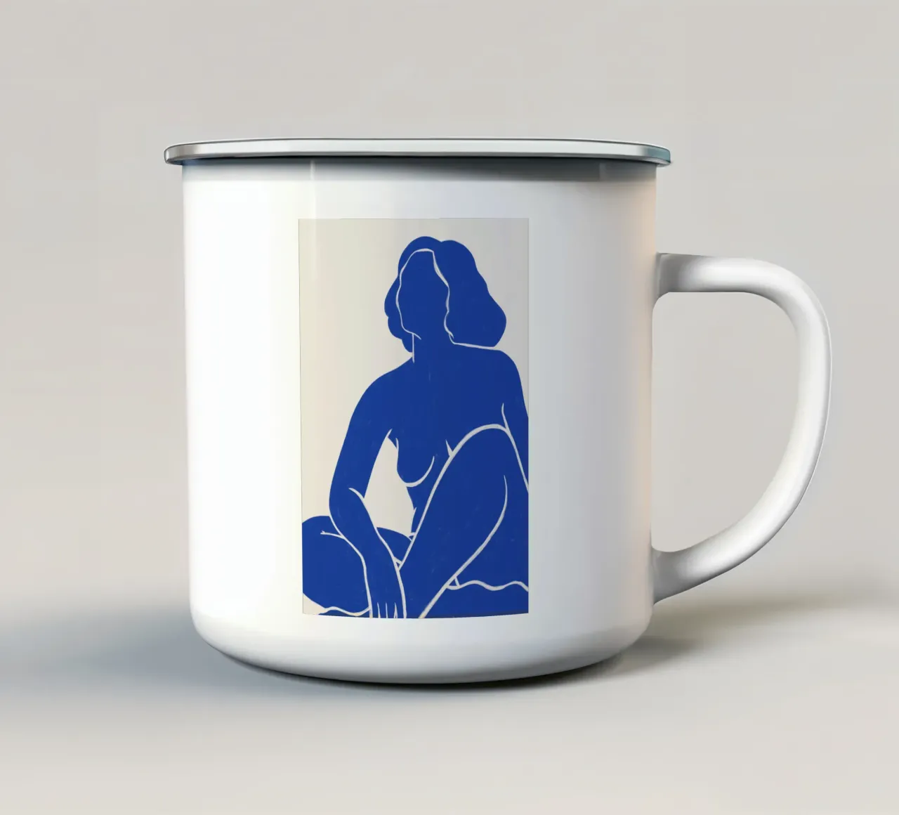 Poised Grace in Blue - Abstract Nude Art Print enamel mug by kookiepixel