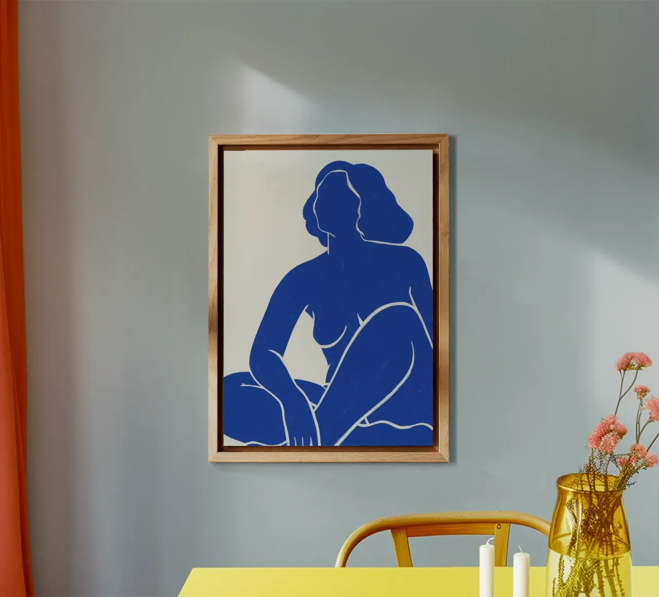 Gracia equilibrada en azul - Impresión abstracta de un desnudo aluminio dibond de kookiepixel