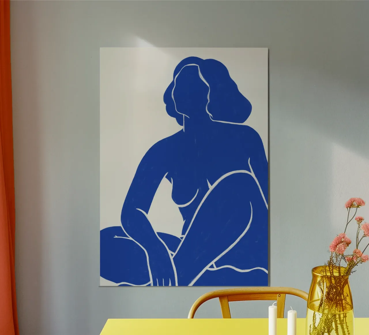 Gracia equilibrada en azul - Impresión abstracta de un desnudo aluminio dibond de kookiepixel
