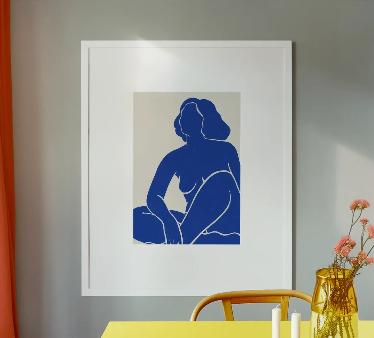 Gracia equilibrada en azul - Impresión abstracta de un desnudo hahnemühle de kookiepixel