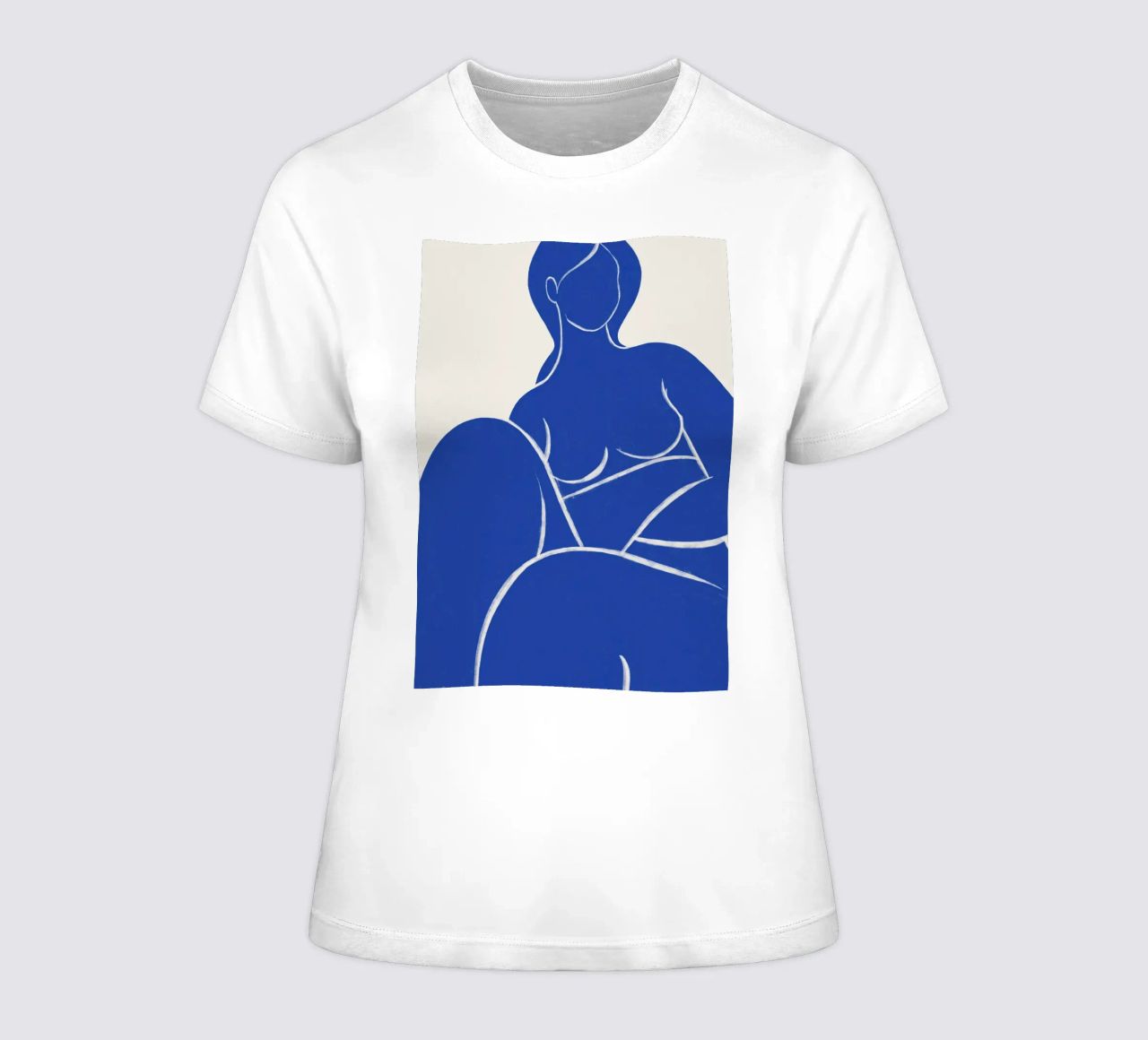 Serene Contour in Blue - Abstract Nude Art Print women's fitted t-shirt by kookiepixel