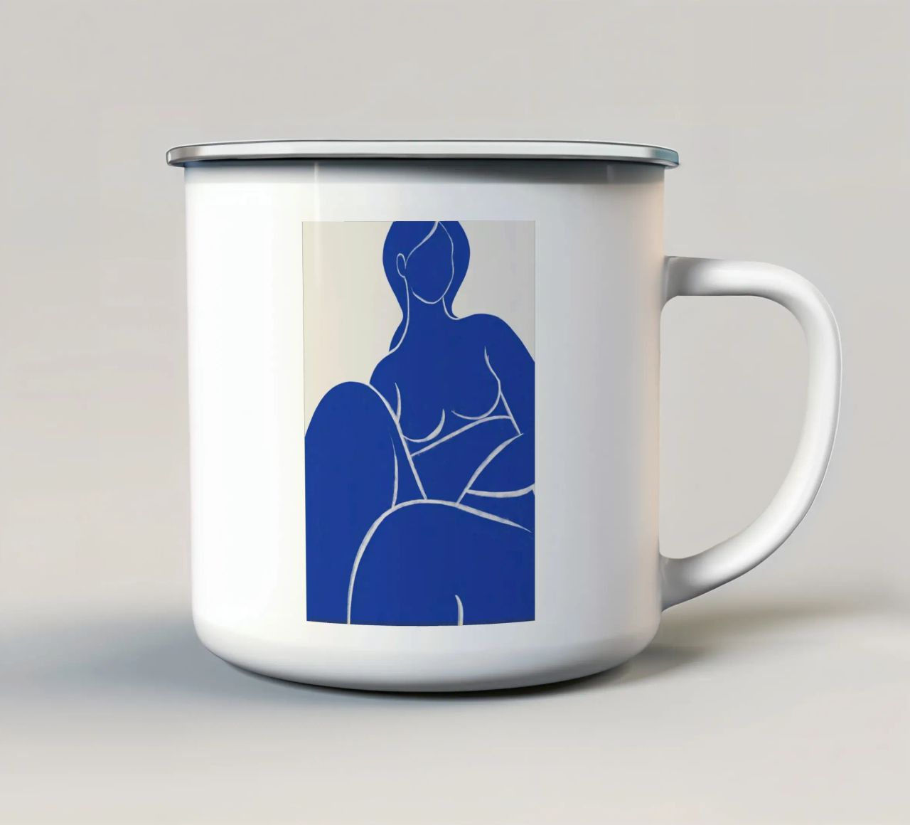 Serene contour in blauw - Abstract naakt kunstdruk emaille mok van kookiepixel
