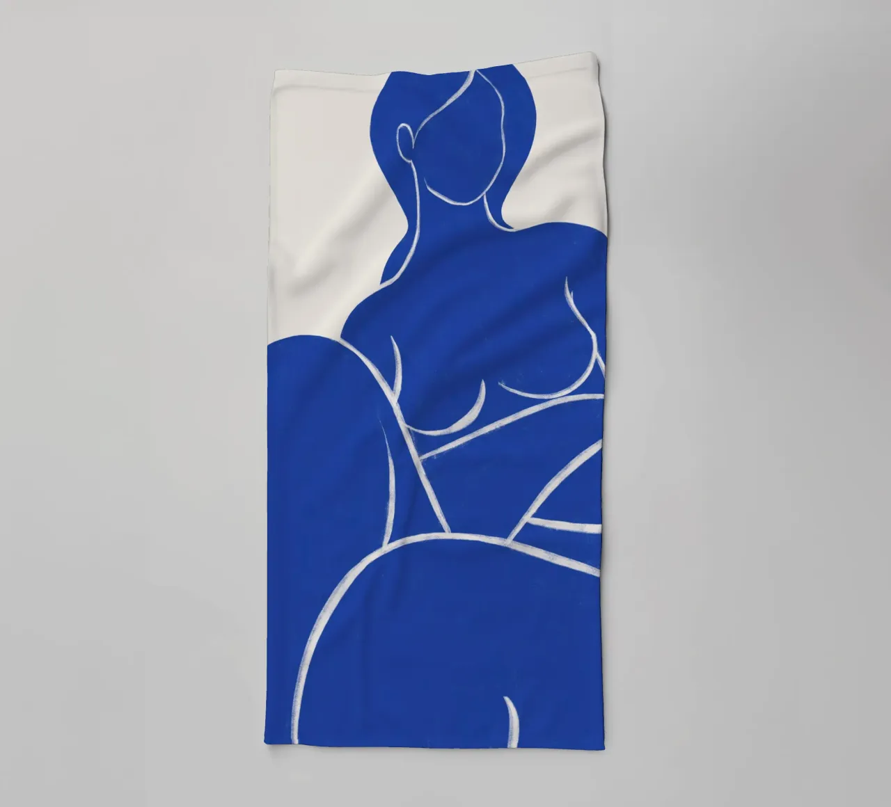 Contorno sereno en azul - Impresión abstracta de arte desnudo toalla de baño de kookiepixel