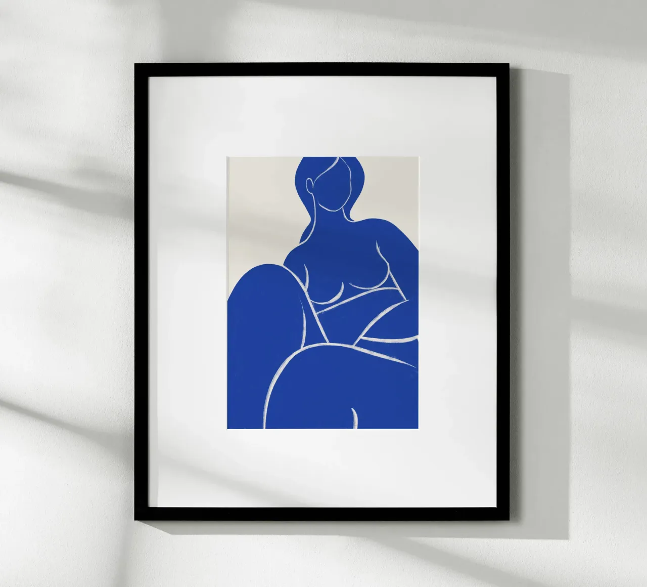 Serene Contour in Blue - Abstract Nude Art Print poster with aluminum frame by kookiepixel
