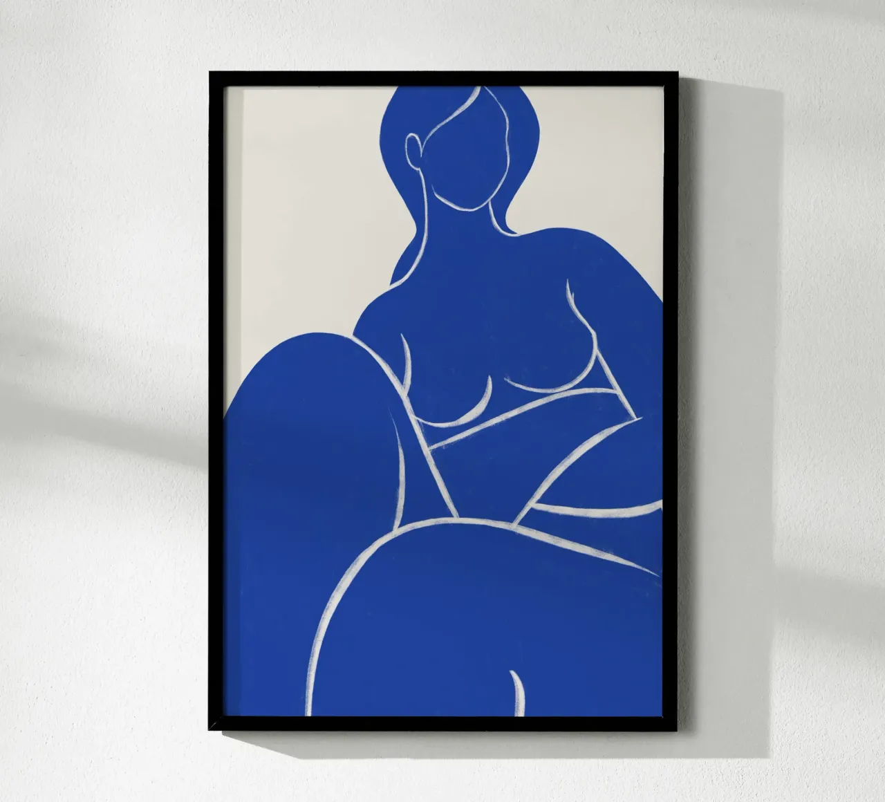 Serene Contour in Blue - Abstract Nude Art Print poster with aluminum frame by kookiepixel