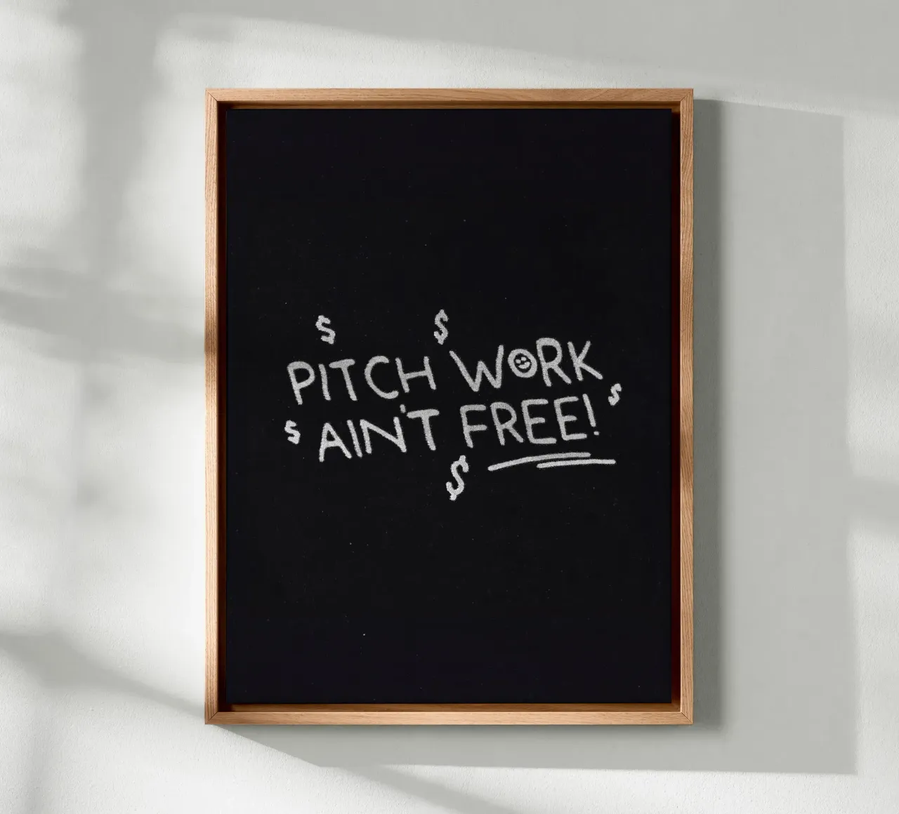 Pitchwerk is niet gratis canvas met Baklijst van Mat Voyce