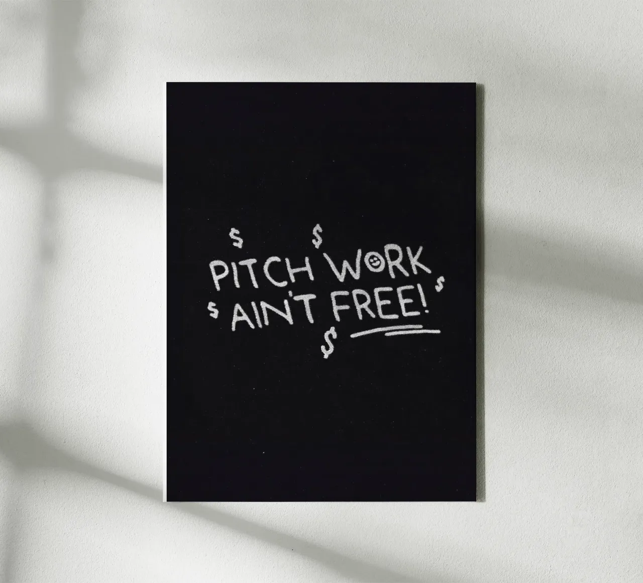 Pitchwerk is niet gratis canvas met Baklijst van Mat Voyce