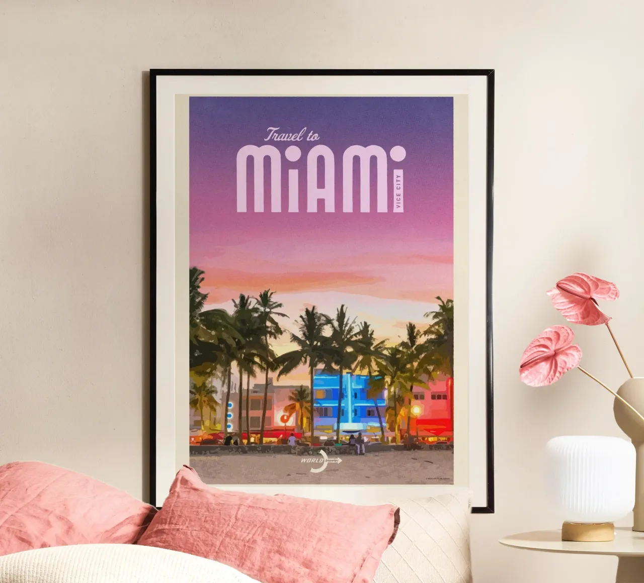 Viaggio a Miami poster con telaio in plastica da Mercury Club