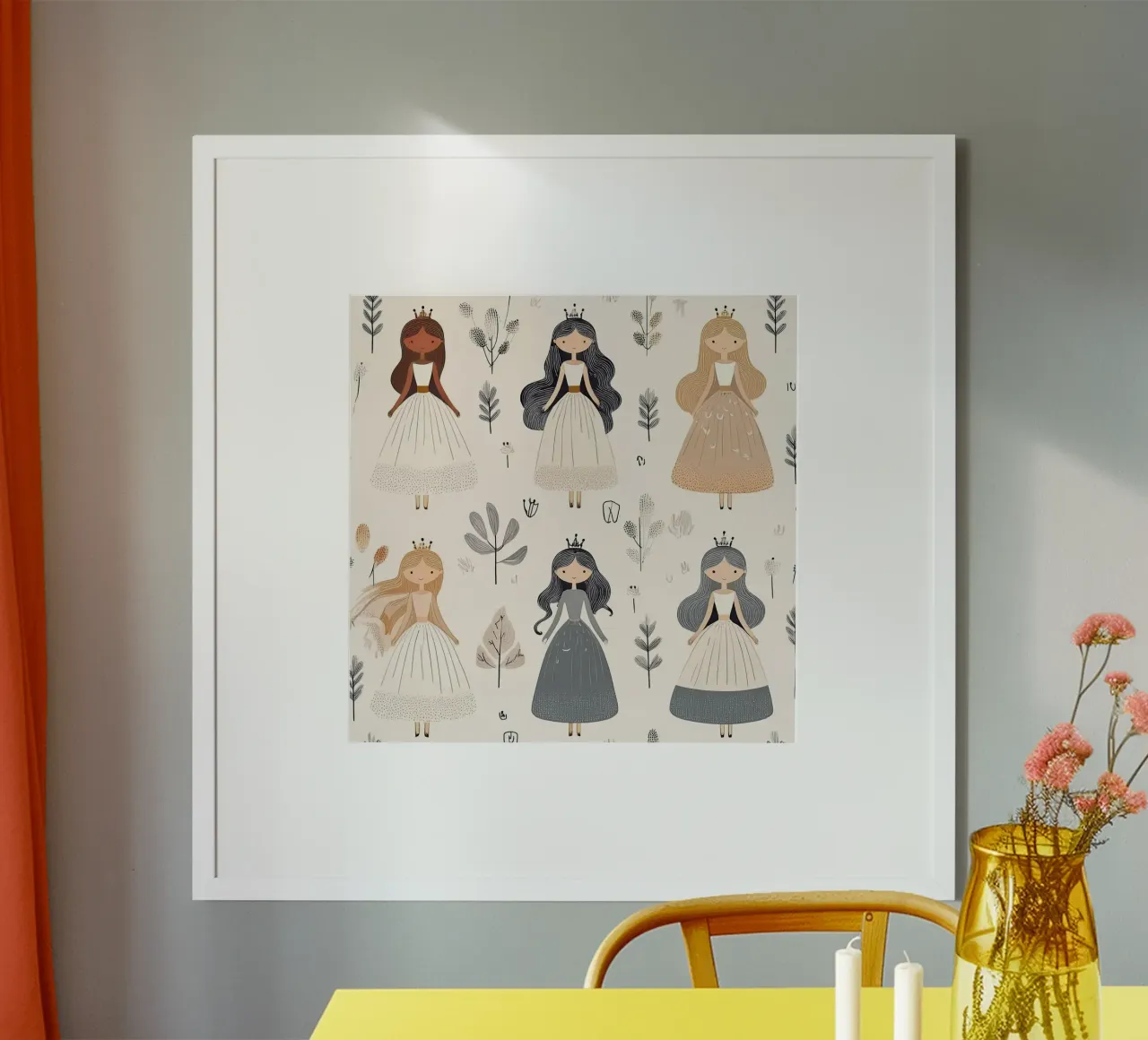 Fantasia di una principessa stravagante - Arte murale da favola per bambini poster con telaio in plastica da HoneyDesignsByK