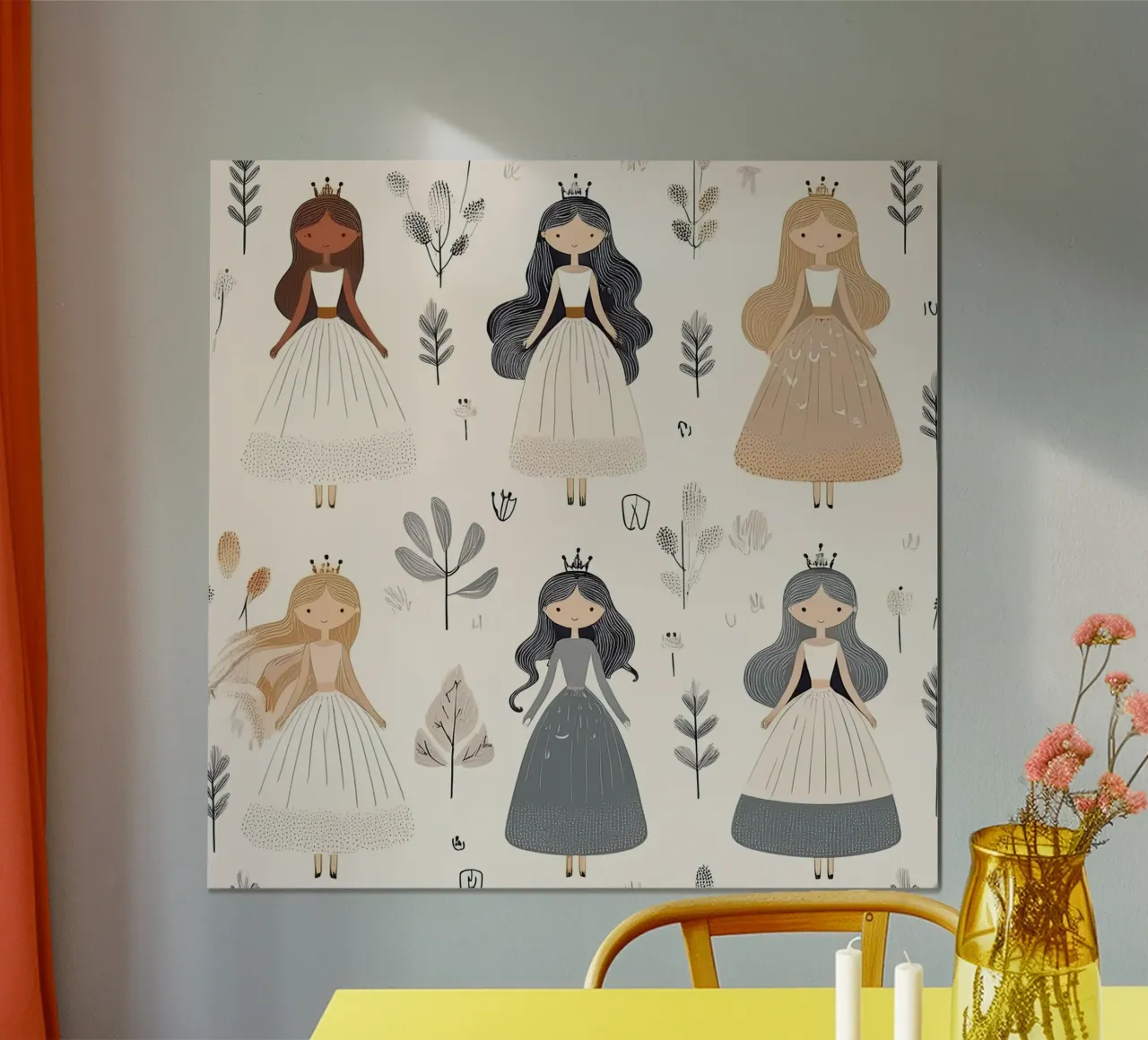 Fantasia di una principessa stravagante - Arte murale da favola per bambini poster con telaio in plastica da HoneyDesignsByK