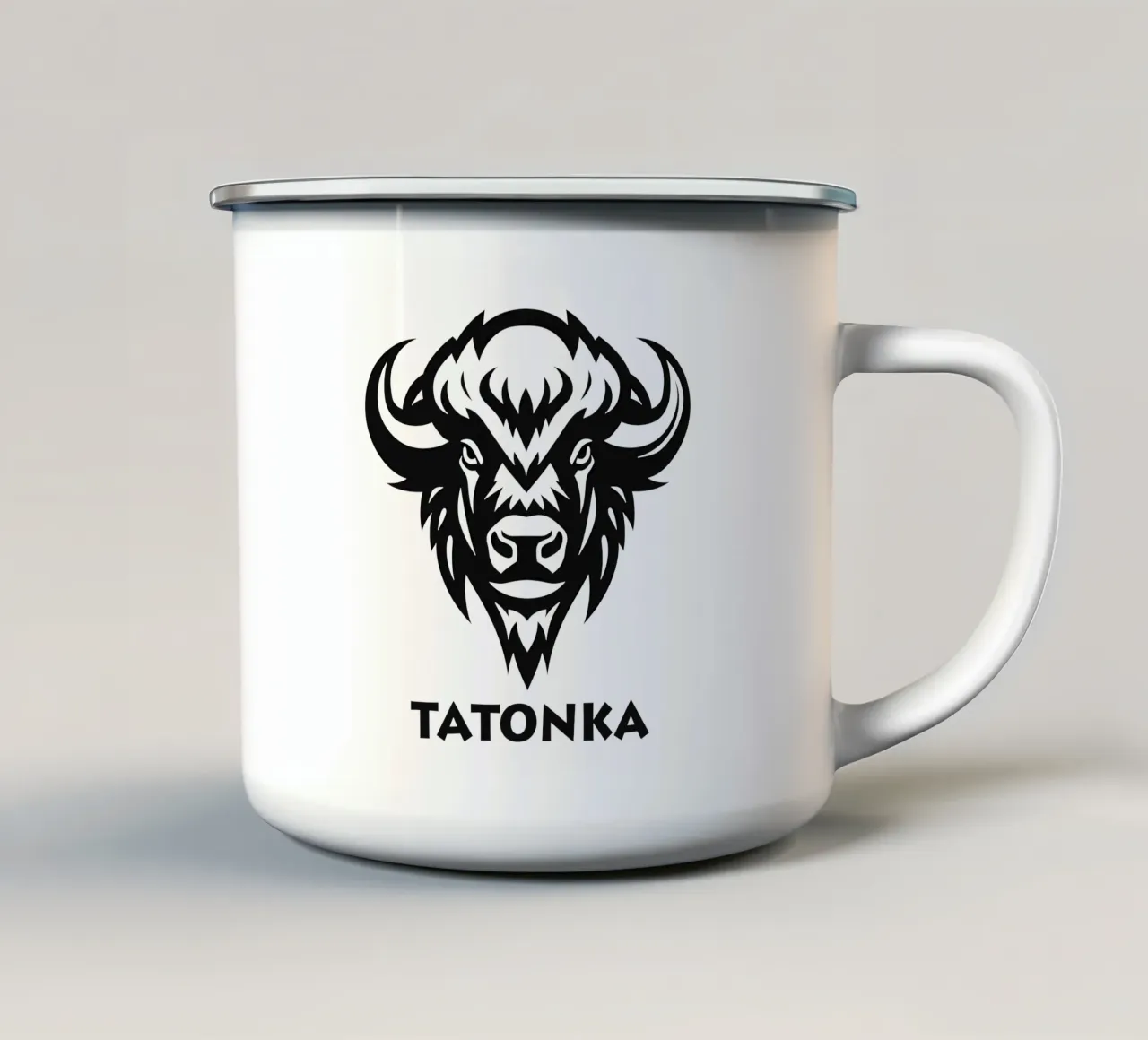 TATONKA | Logo minimalista del bufalo tazza in smalto da Autofocus