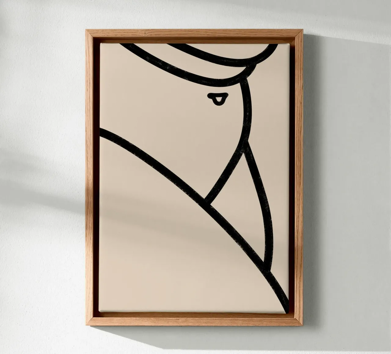 Primo piano astratto di un nudo 03 - Line Art minimalista tela con Cornice a cassetta da kookiepixel