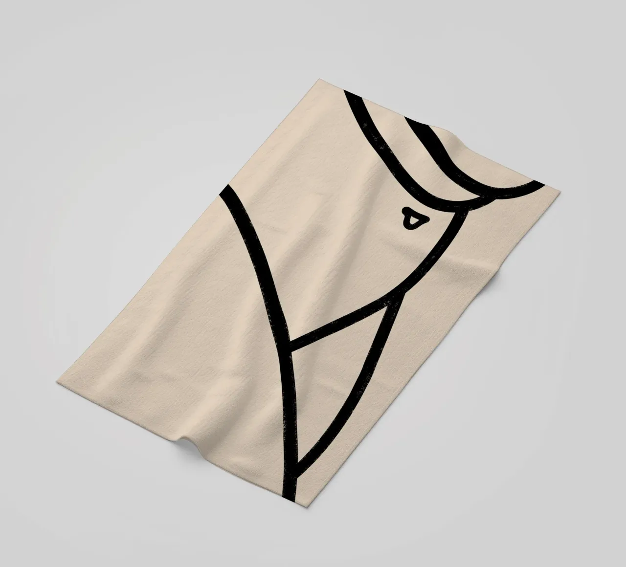 Primo piano astratto di un nudo 03 - Line Art minimalista telo mare da kookiepixel