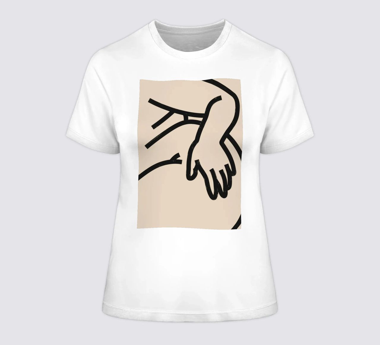 Abstract torso art, minimalist line art, modern abstract dec women's fitted t-shirt by kookiepixel