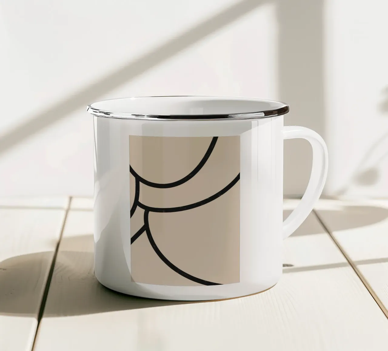 Primo piano astratto di un nudo 01 - Arte lineare minimalista tazza in smalto da kookiepixel