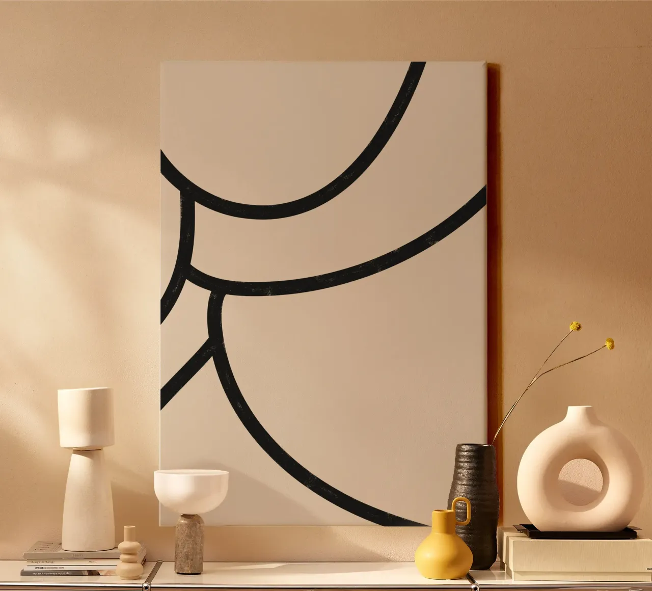 Abstract naakt close-up 01 - Minimalistische lijntekening canvas met Baklijst van kookiepixel