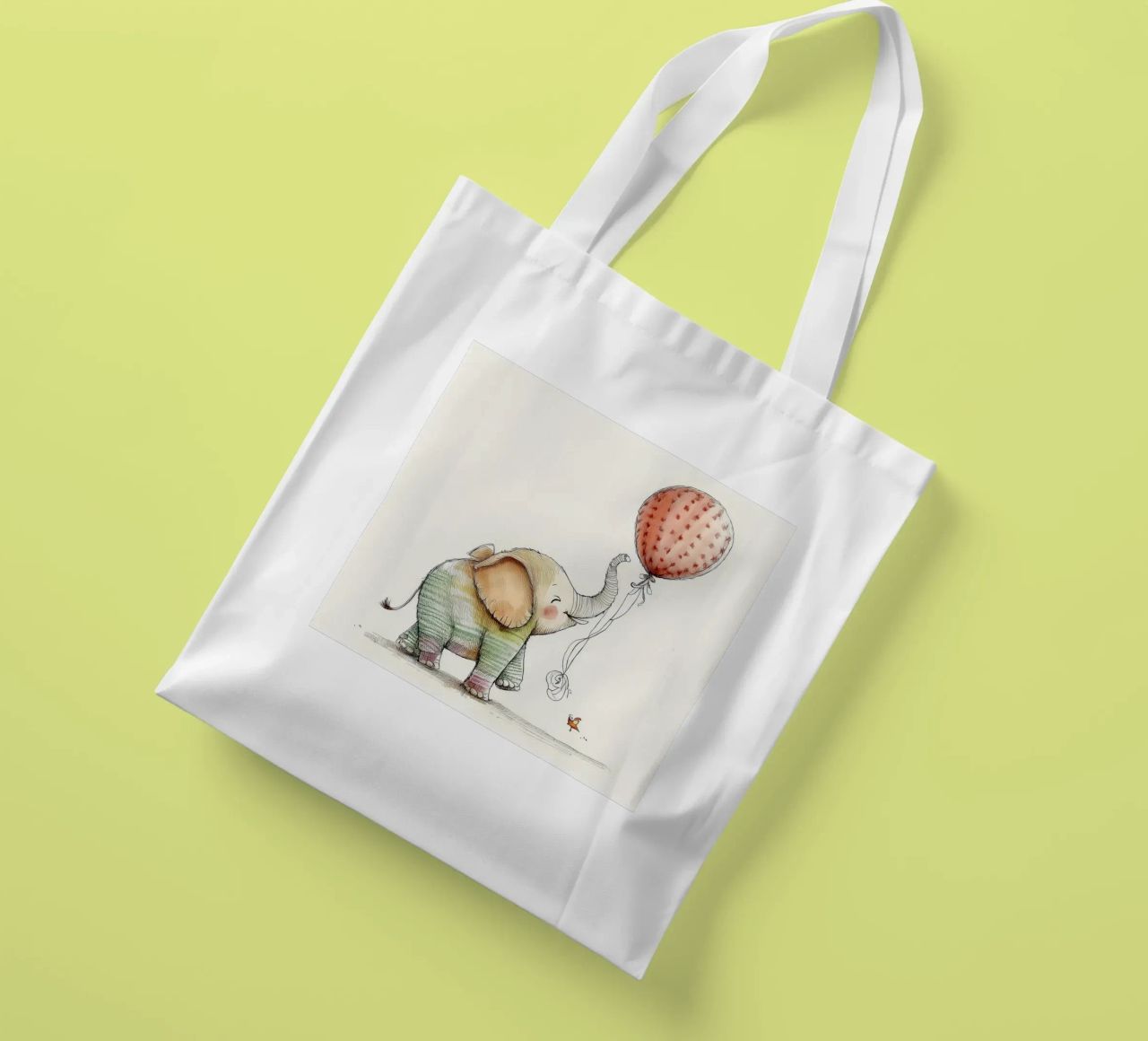 Verspielter Elefant mit Luftballon - Kinderzimmer Kunst Jutebeutel von HoneyDesignsByK