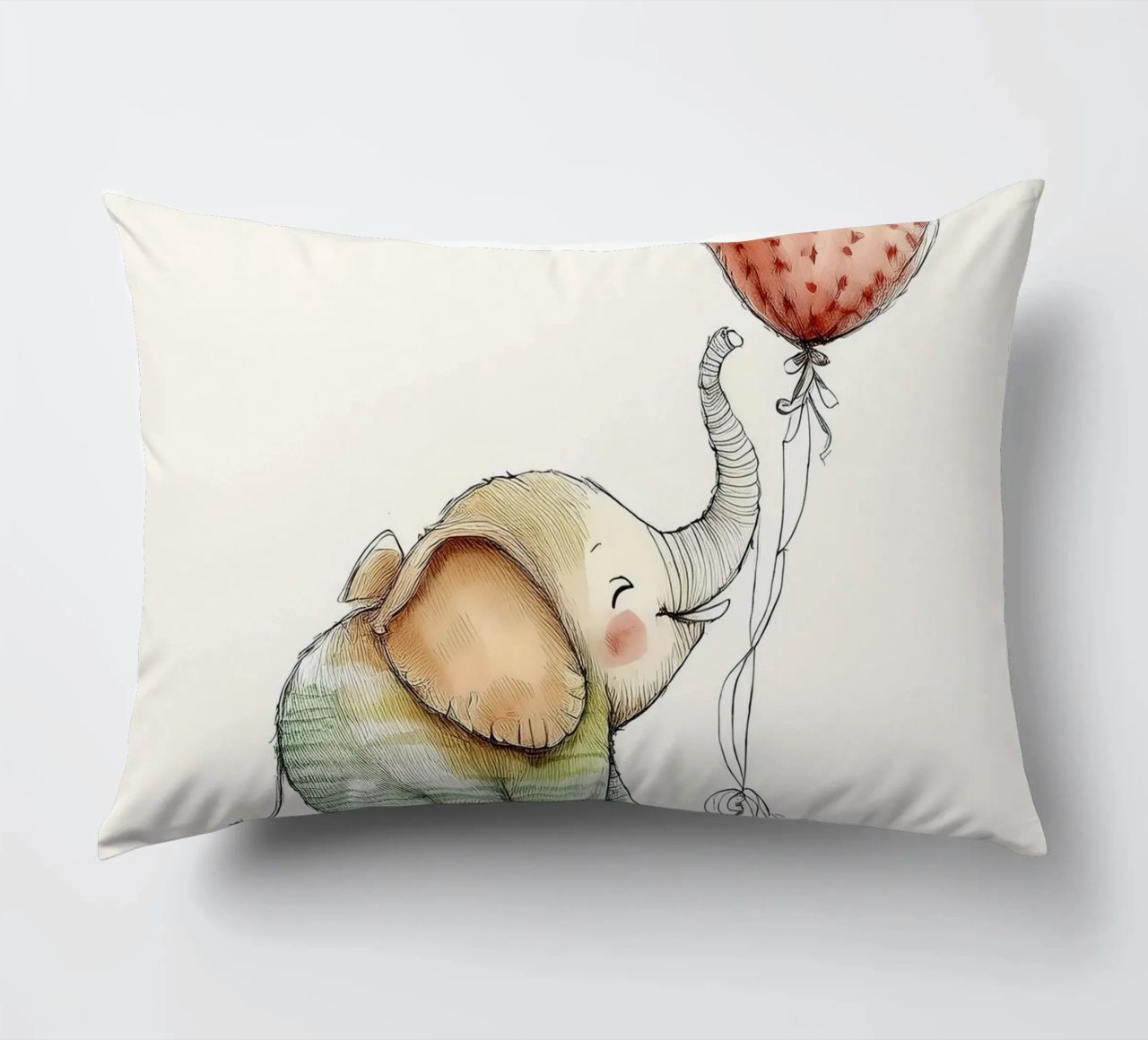 Verspielter Elefant mit Luftballon - Kinderzimmer Kunst Kissen von HoneyDesignsByK