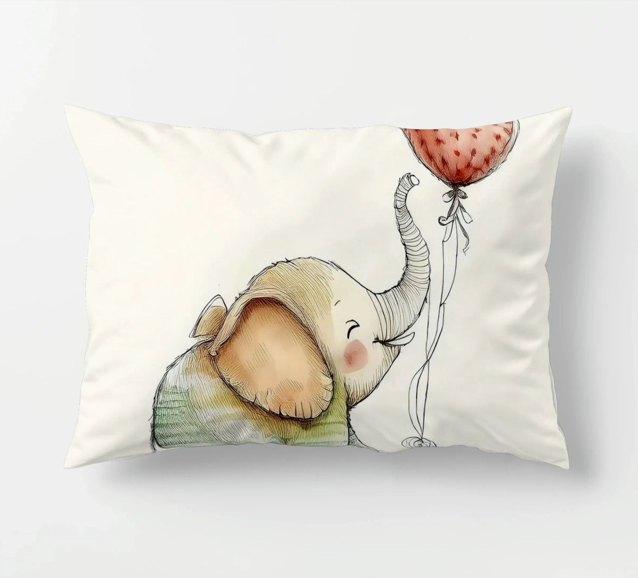 Verspielter Elefant mit Luftballon - Kinderzimmer Kunst Kissen von HoneyDesignsByK