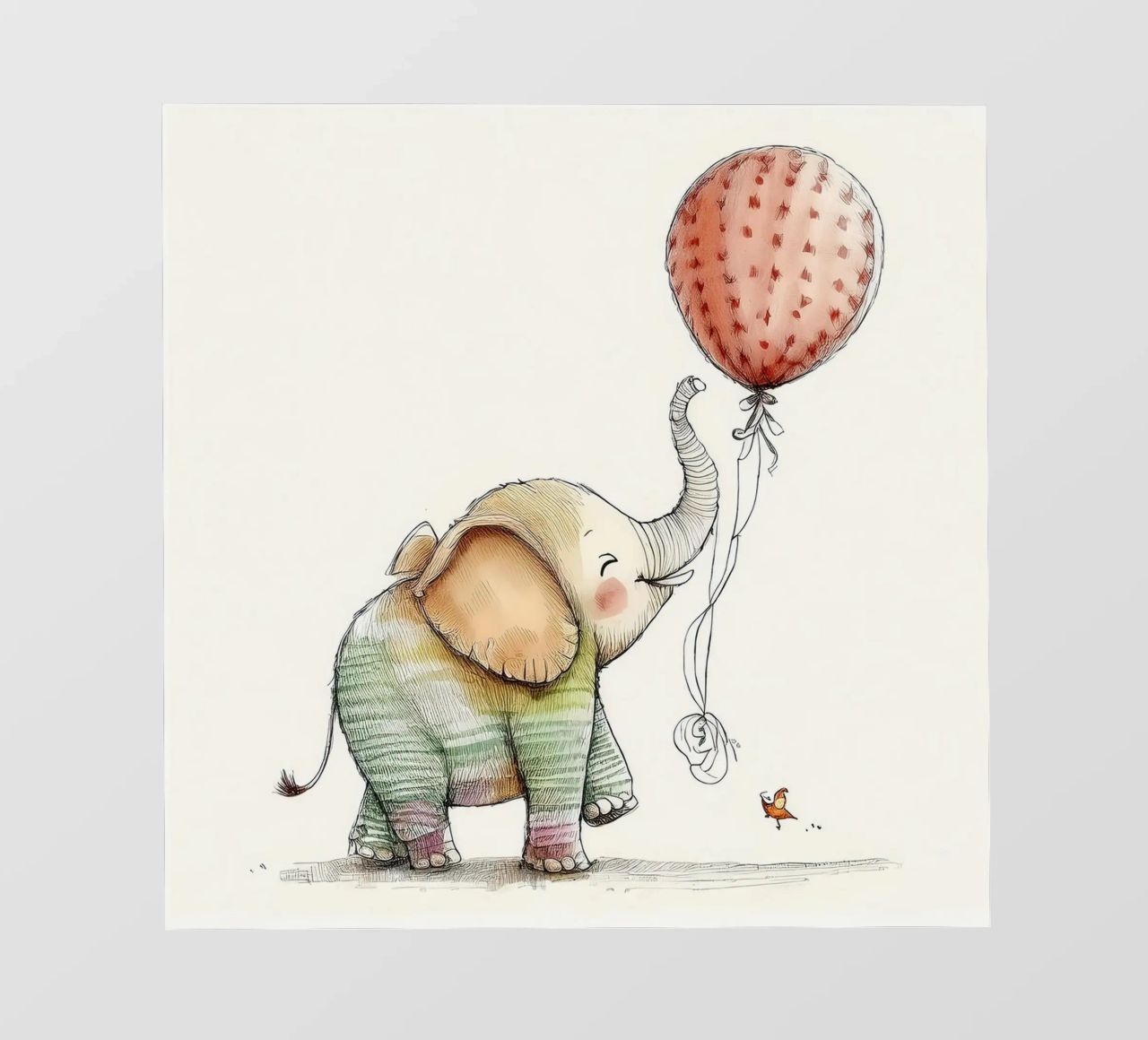 Verspielter Elefant mit Luftballon - Kinderzimmer Kunst Backlit Folie von HoneyDesignsByK