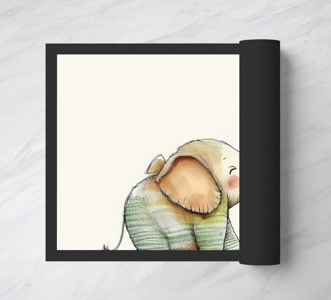 Verspielter Elefant mit Luftballon - Kinderzimmer Kunst Fußmatte von HoneyDesignsByK