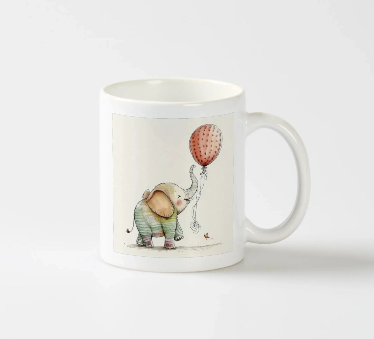 Verspielter Elefant mit Luftballon - Kinderzimmer Kunst Keramik Tasse von HoneyDesignsByK