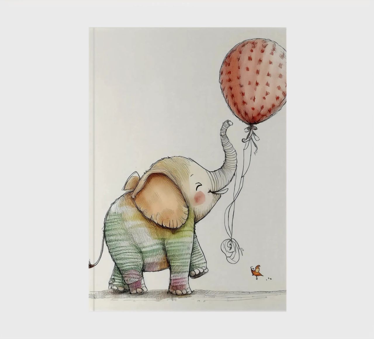 Verspielter Elefant mit Luftballon - Kinderzimmer Kunst Notizbuch von HoneyDesignsByK