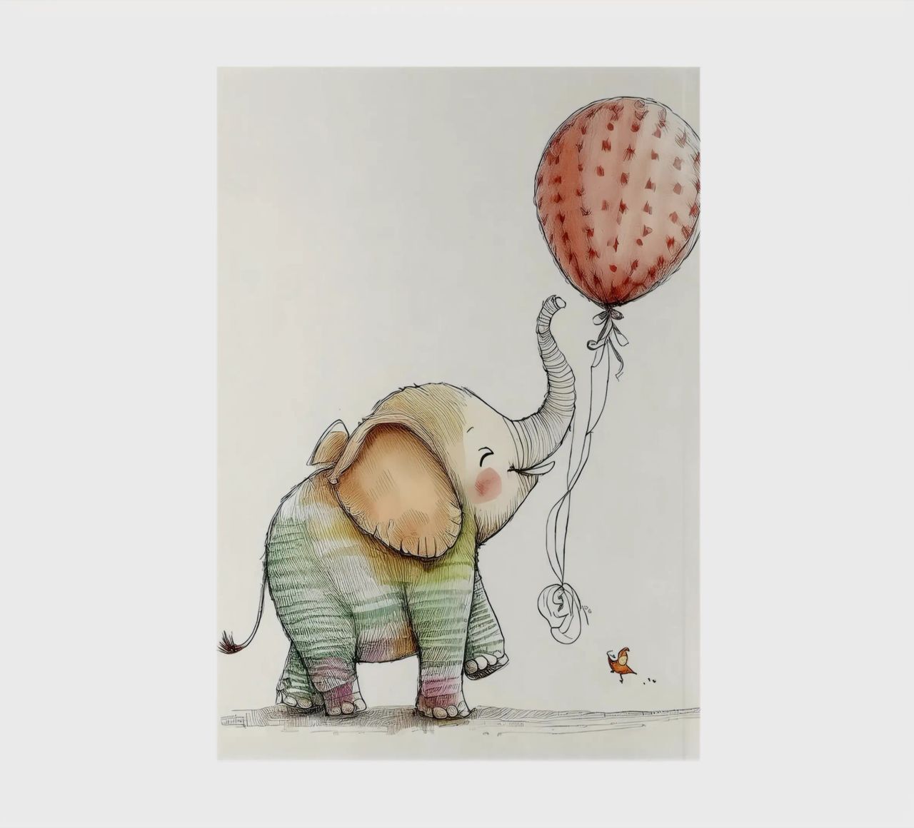 Verspielter Elefant mit Luftballon - Kinderzimmer Kunst Notizbuch von HoneyDesignsByK