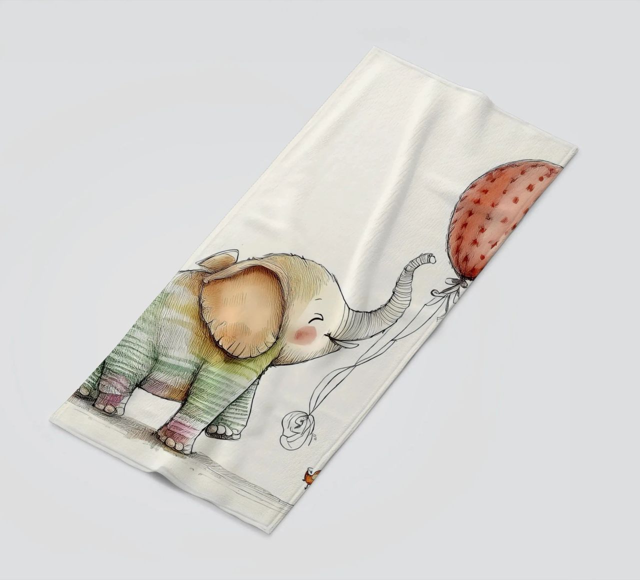 Verspielter Elefant mit Luftballon - Kinderzimmer Kunst Strandtuch von HoneyDesignsByK