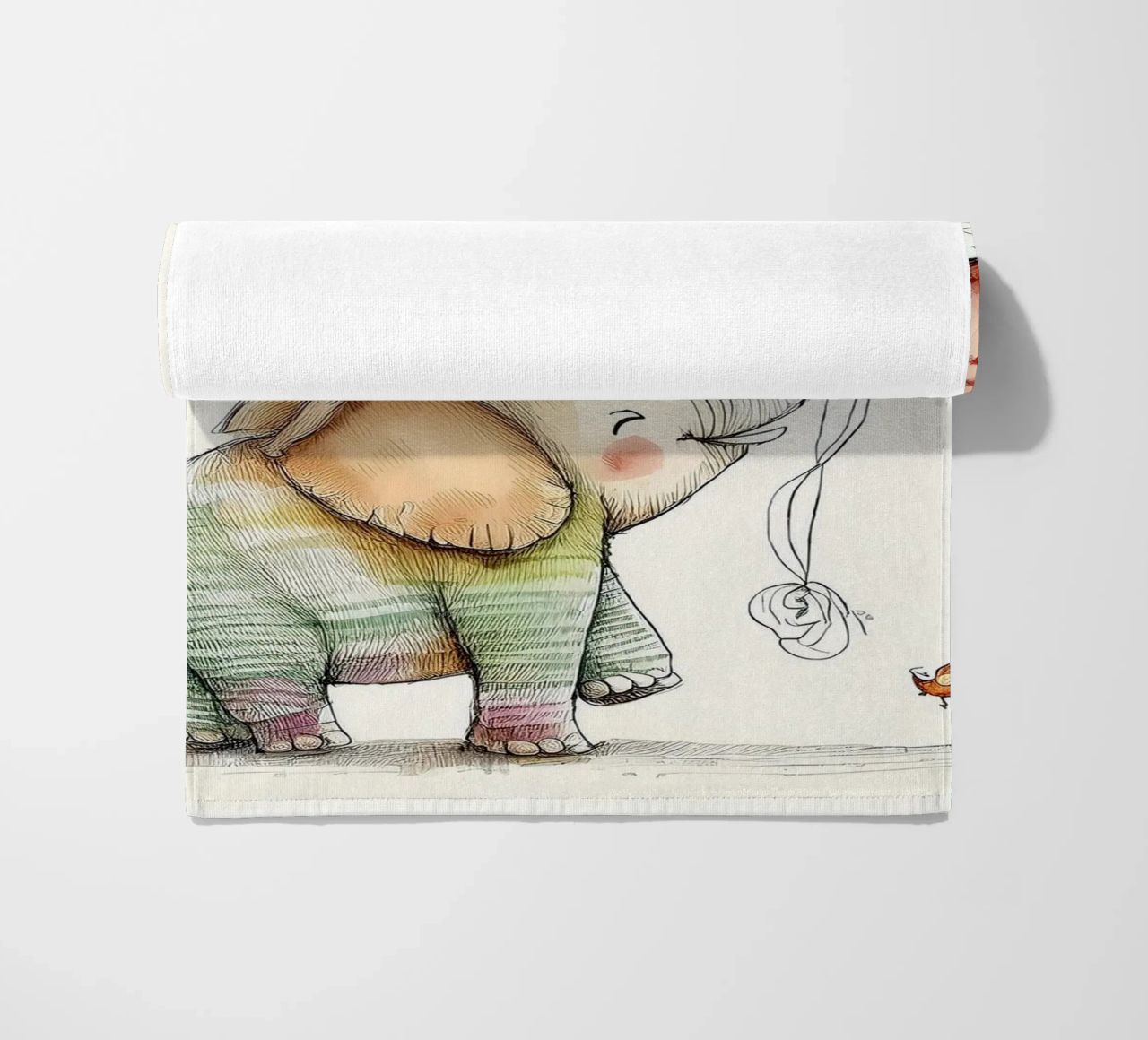 Verspielter Elefant mit Luftballon - Kinderzimmer Kunst Strandtuch von HoneyDesignsByK