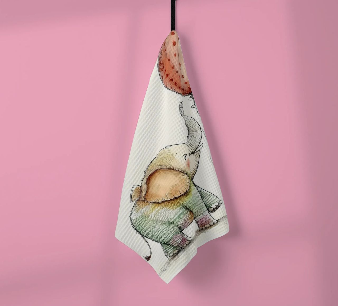 Verspielter Elefant mit Luftballon - Kinderzimmer Kunst Geschirrtuch von HoneyDesignsByK