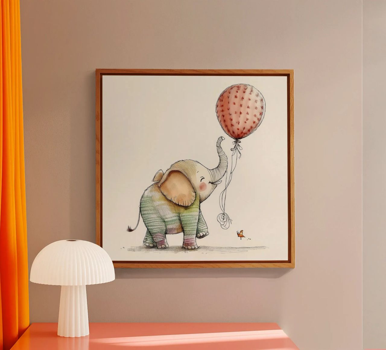 Verspielter Elefant mit Luftballon - Kinderzimmer Kunst Acryl-Glas von HoneyDesignsByK