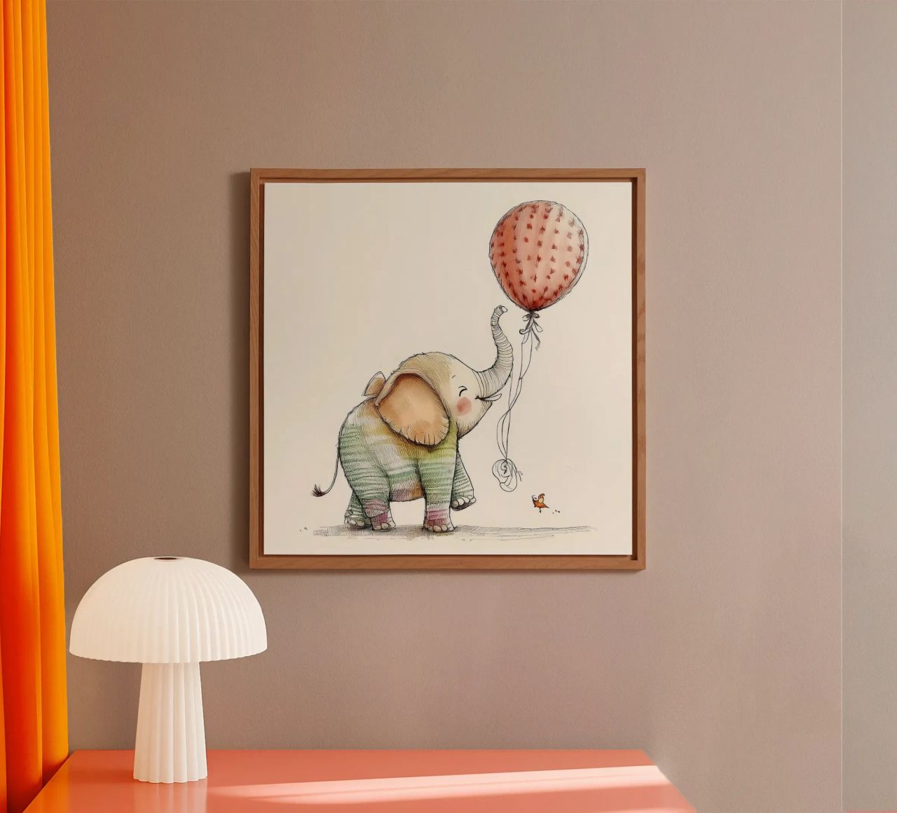 Verspielter Elefant mit Luftballon - Kinderzimmer Kunst Forex-Platte von HoneyDesignsByK