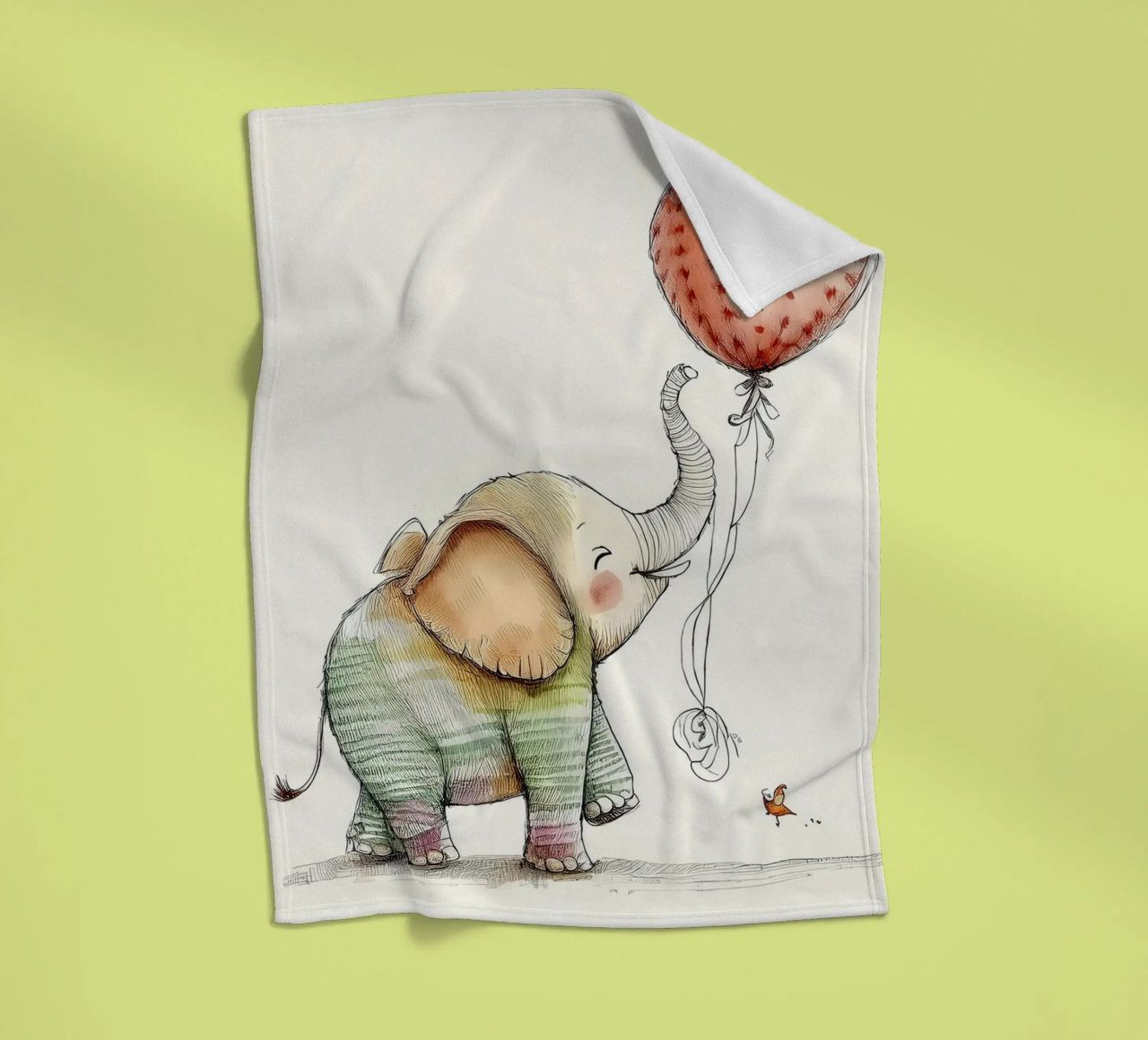 Verspielter Elefant mit Luftballon - Kinderzimmer Kunst Fleecedecke von HoneyDesignsByK