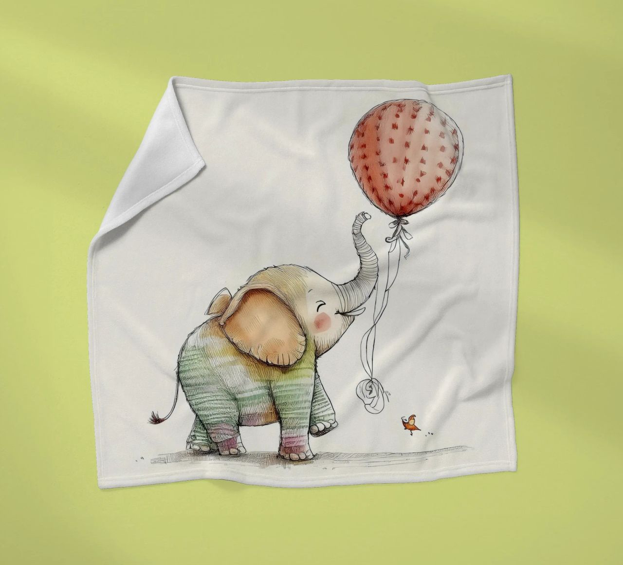 Verspielter Elefant mit Luftballon - Kinderzimmer Kunst Fleecedecke von HoneyDesignsByK