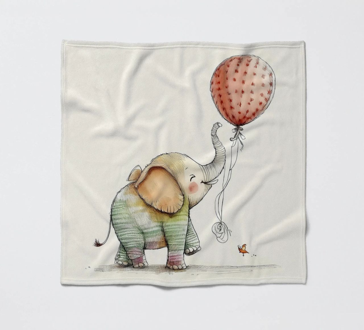Verspielter Elefant mit Luftballon - Kinderzimmer Kunst Fleecedecke von HoneyDesignsByK