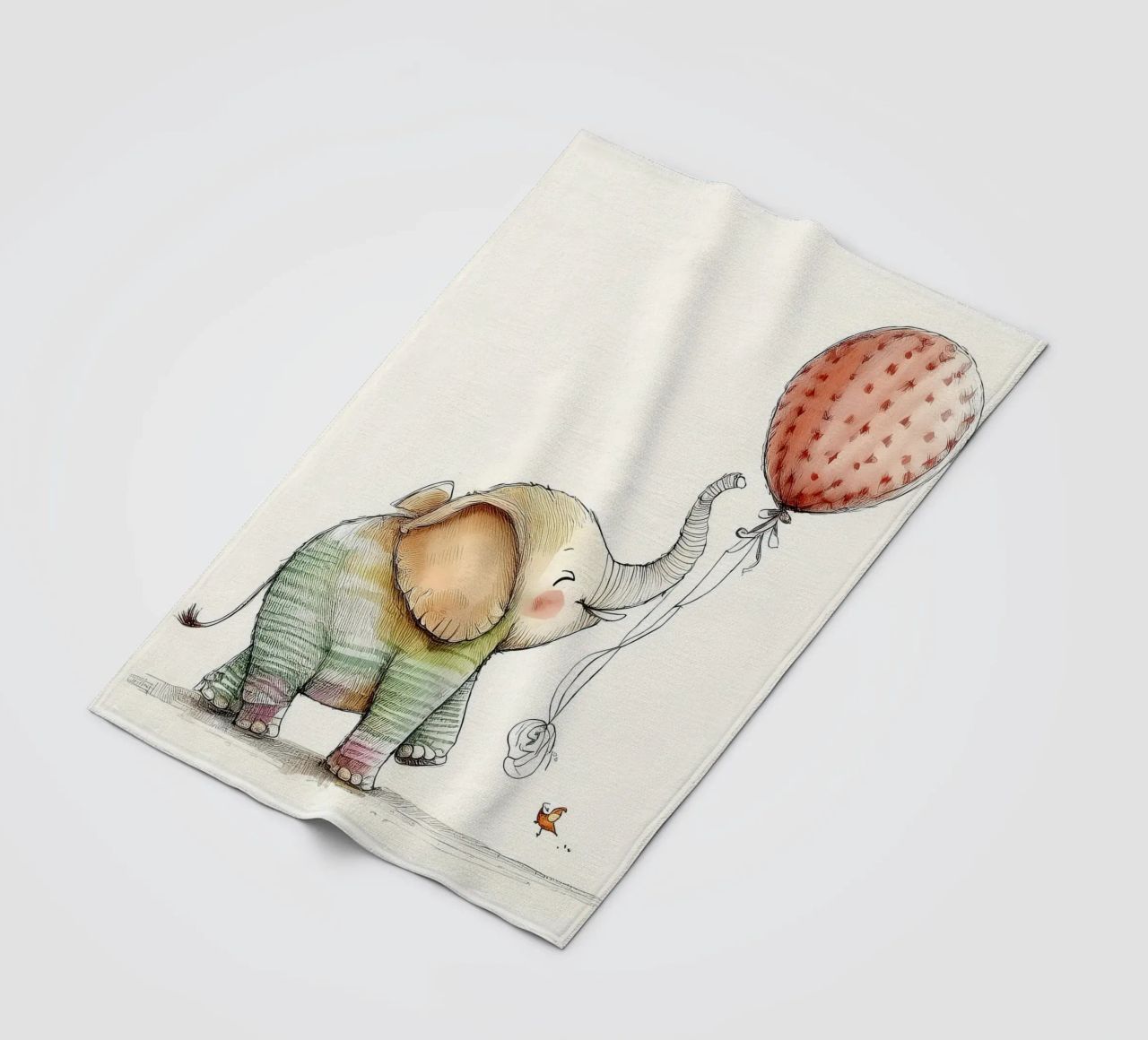 Verspielter Elefant mit Luftballon - Kinderzimmer Kunst Fleecedecke von HoneyDesignsByK