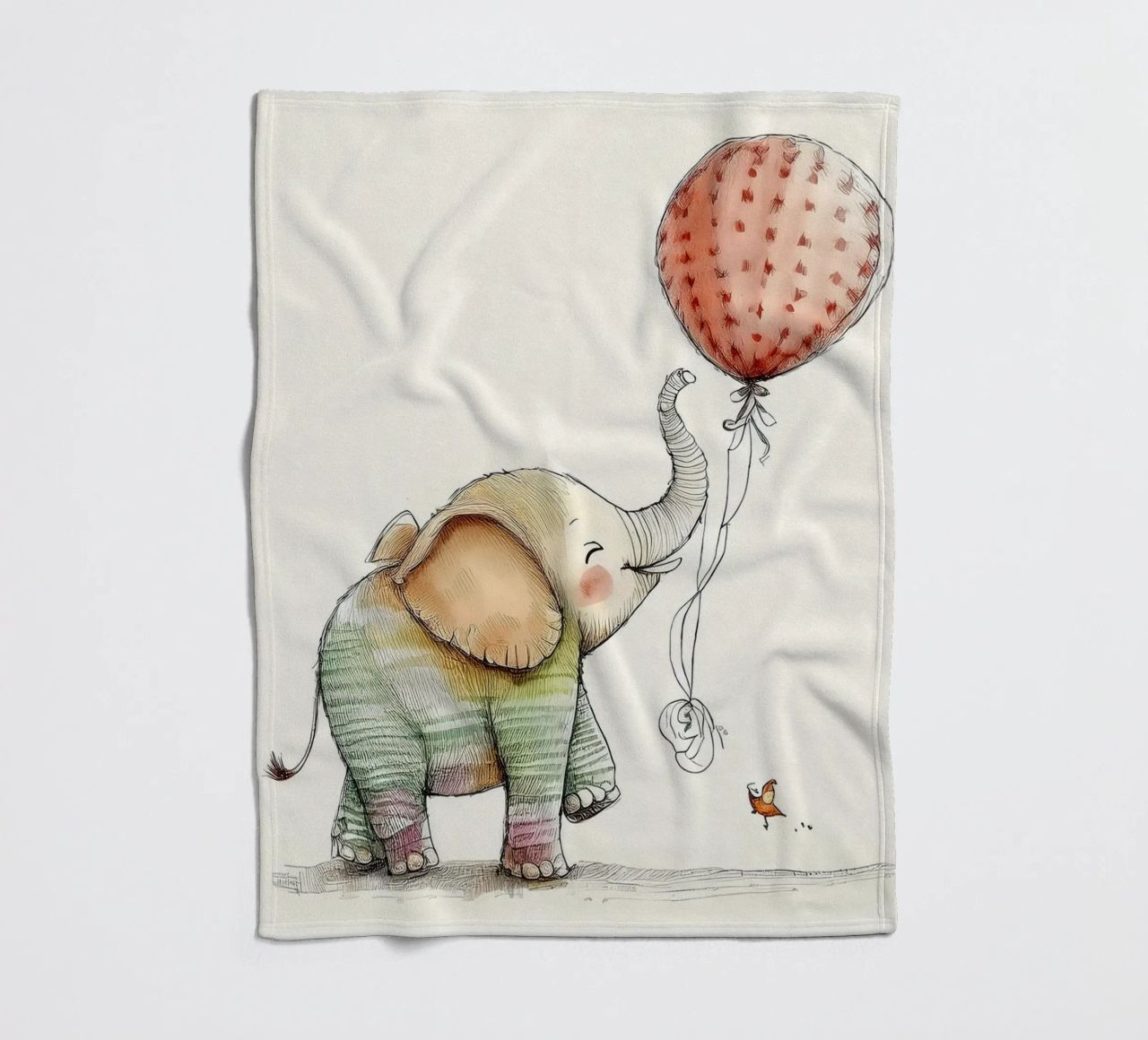 Verspielter Elefant mit Luftballon - Kinderzimmer Kunst Fleecedecke von HoneyDesignsByK