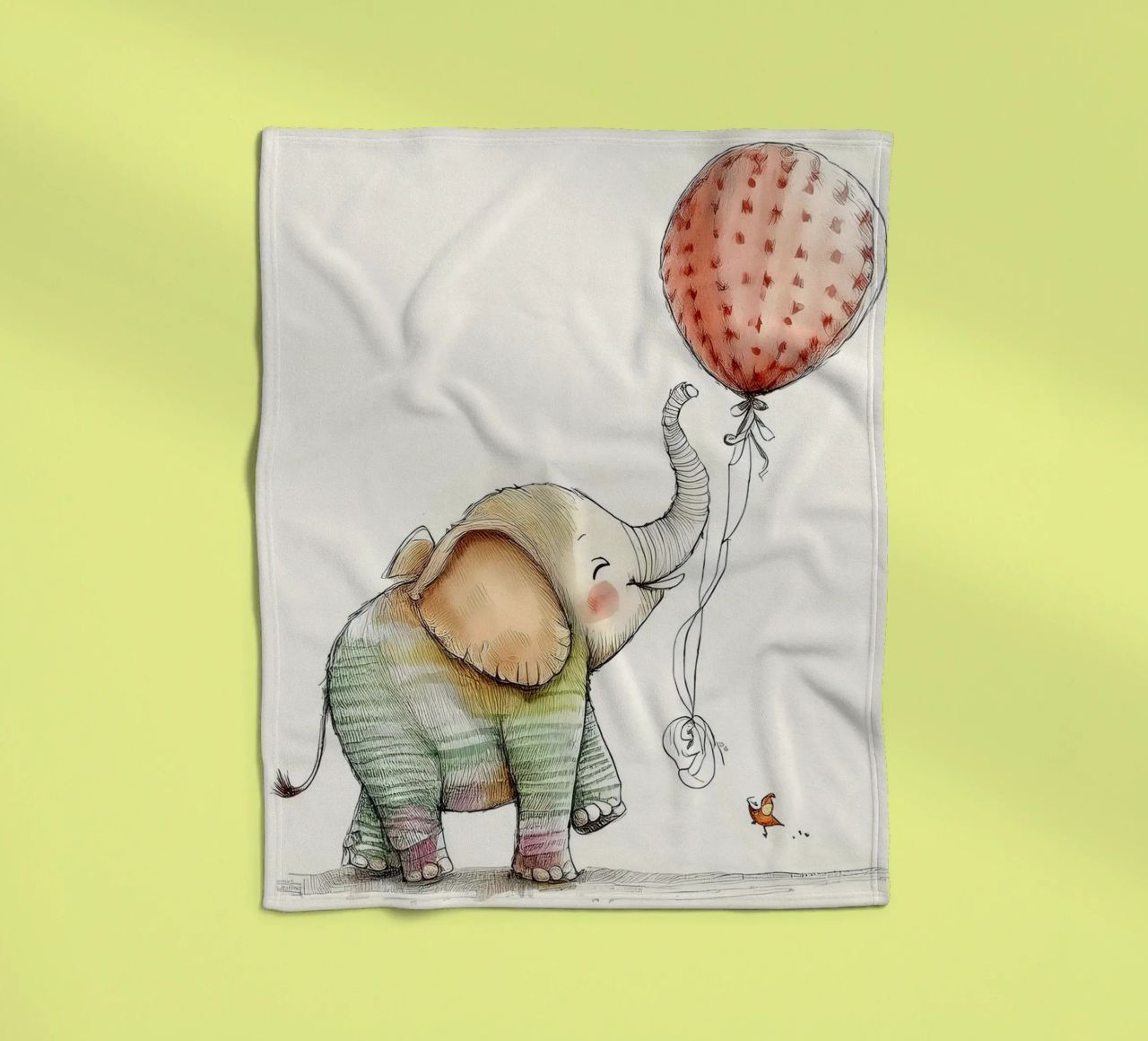 Verspielter Elefant mit Luftballon - Kinderzimmer Kunst Fleecedecke von HoneyDesignsByK